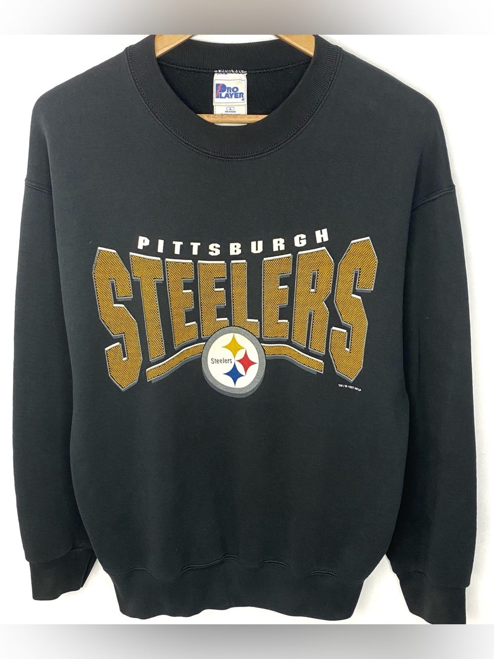 Vintage 1997 Pittsburgh Steelers NFL Spell Out Crewneck Sweatshirt Made In USA L - Picture 2 of 9